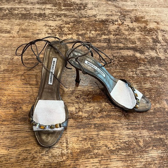 Manolo Blahnik Shoes - Manolo Blahnik jeweled ankle strap sandal size 37.5